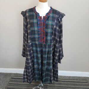 Dhruv Kapoor Anthropologie Ariana Plaid Shimmery Ruffled Mini Dress 3x